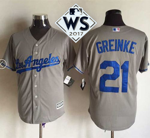 Dodgers #21 Zack Greinke Grey New Cool Base World Series Bound Stitched MLB Jersey - Click Image to Close